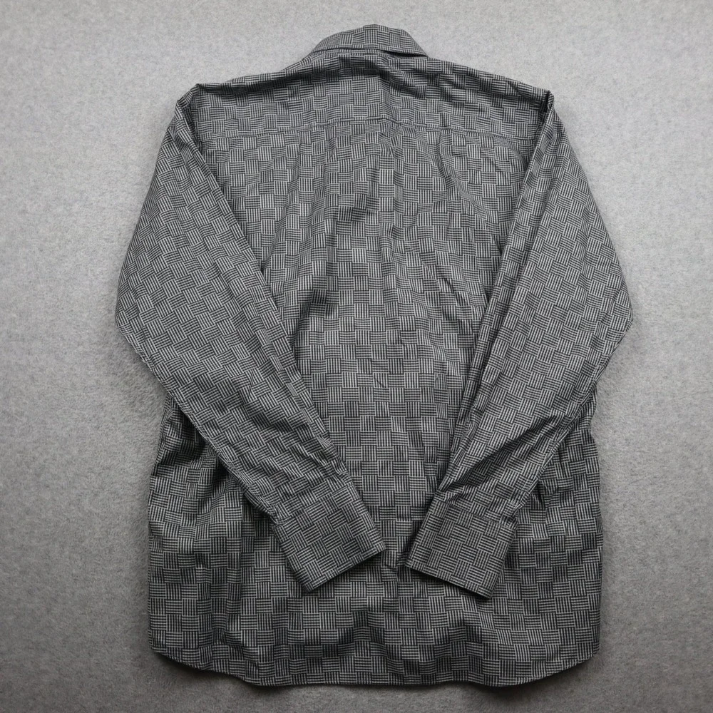 Touch by Ballin Shirt Mens Large L Geometric Basketweave Gray Button Long Sleeve